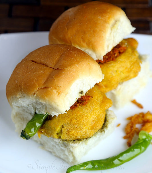Vada Pav - indian Potation filling Burger with tamarind sauce