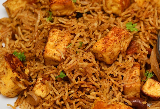 Paneer Biryani in original basmati Indian long grain rice